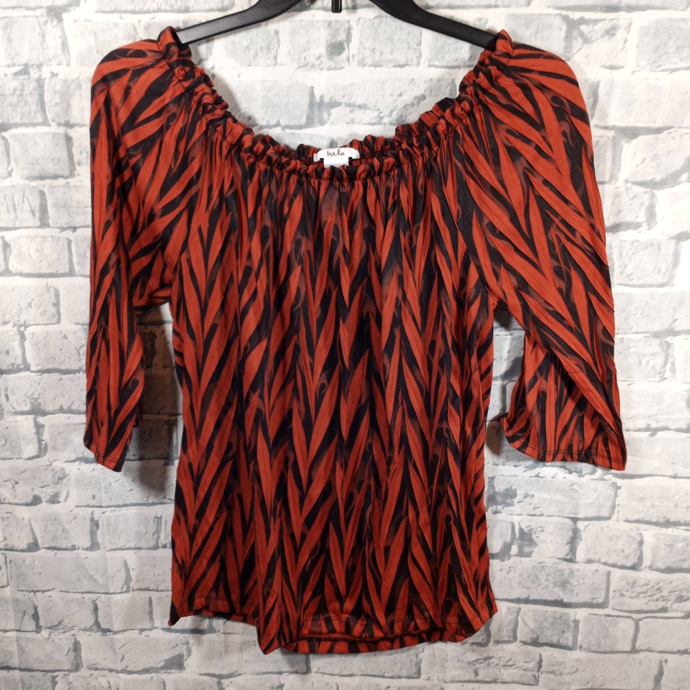Burnt Orange Off the Shoulder Top by Isela S